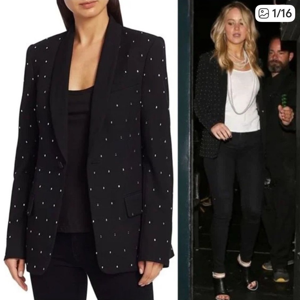 A.L.C Studded James Black Blazer Rhinestone Party Holiday Blazer Size 2